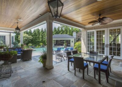 Howard County estate outdoor seating and hardscaping near pool