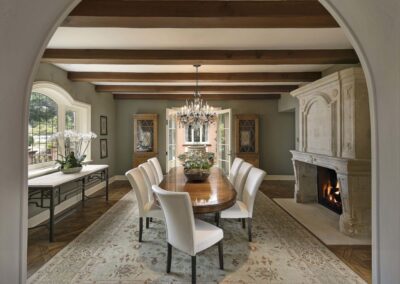 French Country Equestrian Estate dinning from with fireplace