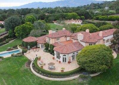 French Country Equestrian Estate arial view