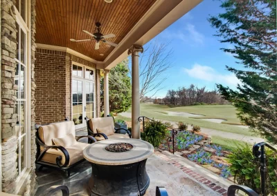 Governor's Club Golf Estate patio with fire pit and seating view of golf course