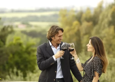 couple toasting with wine