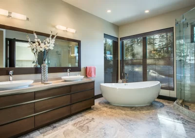 Gorgeous Mountain Estate master bath with shower and tub